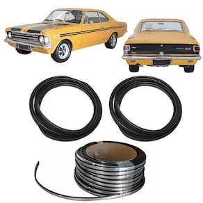 Kit Borracha Parabrisa Vigia + Friso Cromado Opala 2 Portas