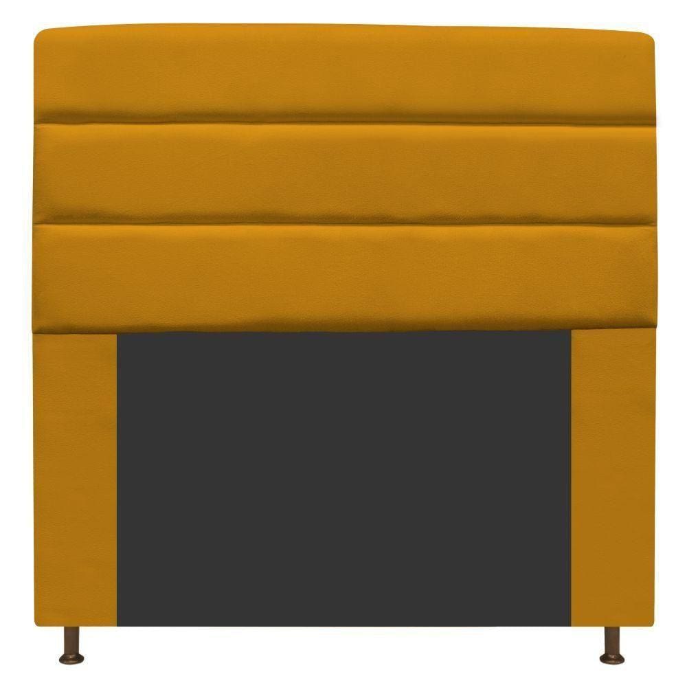 Cabeceira Estofada Turim 140cm Casal Suede Mostarda