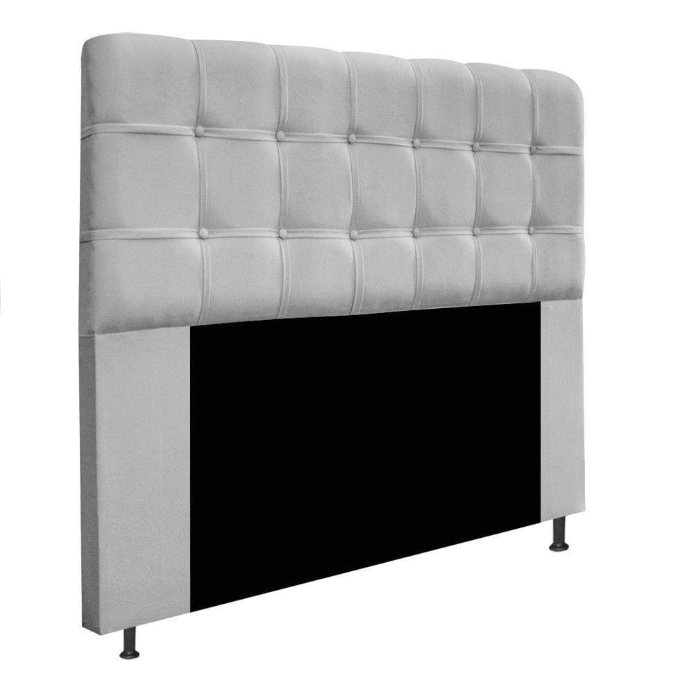 Cabeceira Estofada Mel 140cm Casal Com Botonê Suede Cinza