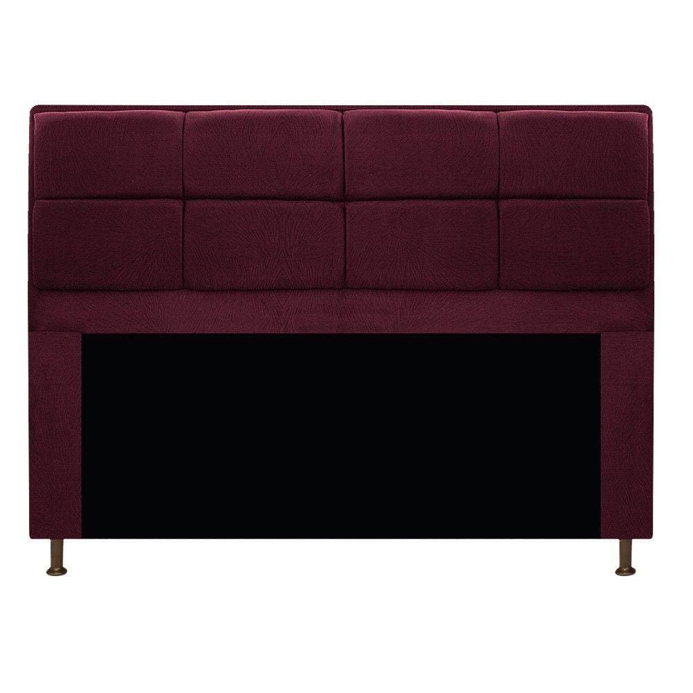 Cabeceira Munique 140cm Casal Suede Bordô Adj Decor