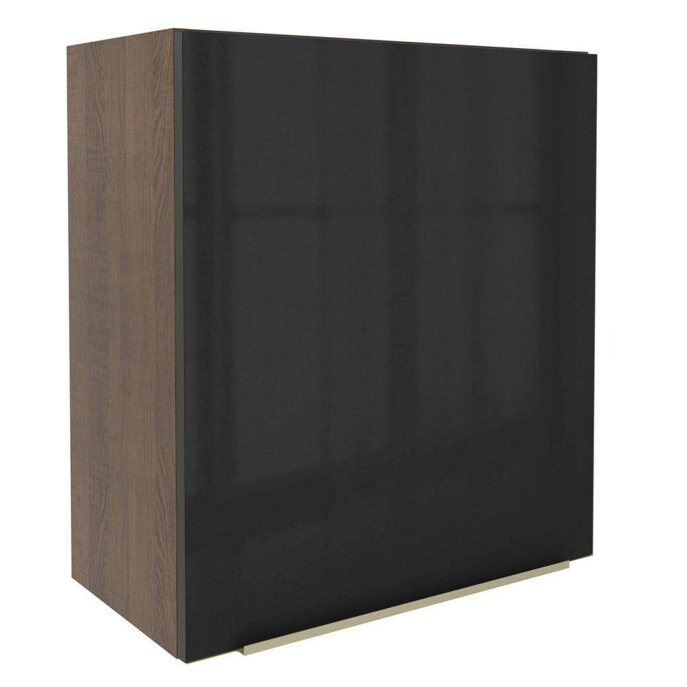 Armário Aéreo Madesa Lux 60cm 1 Porta Rustic e Preto