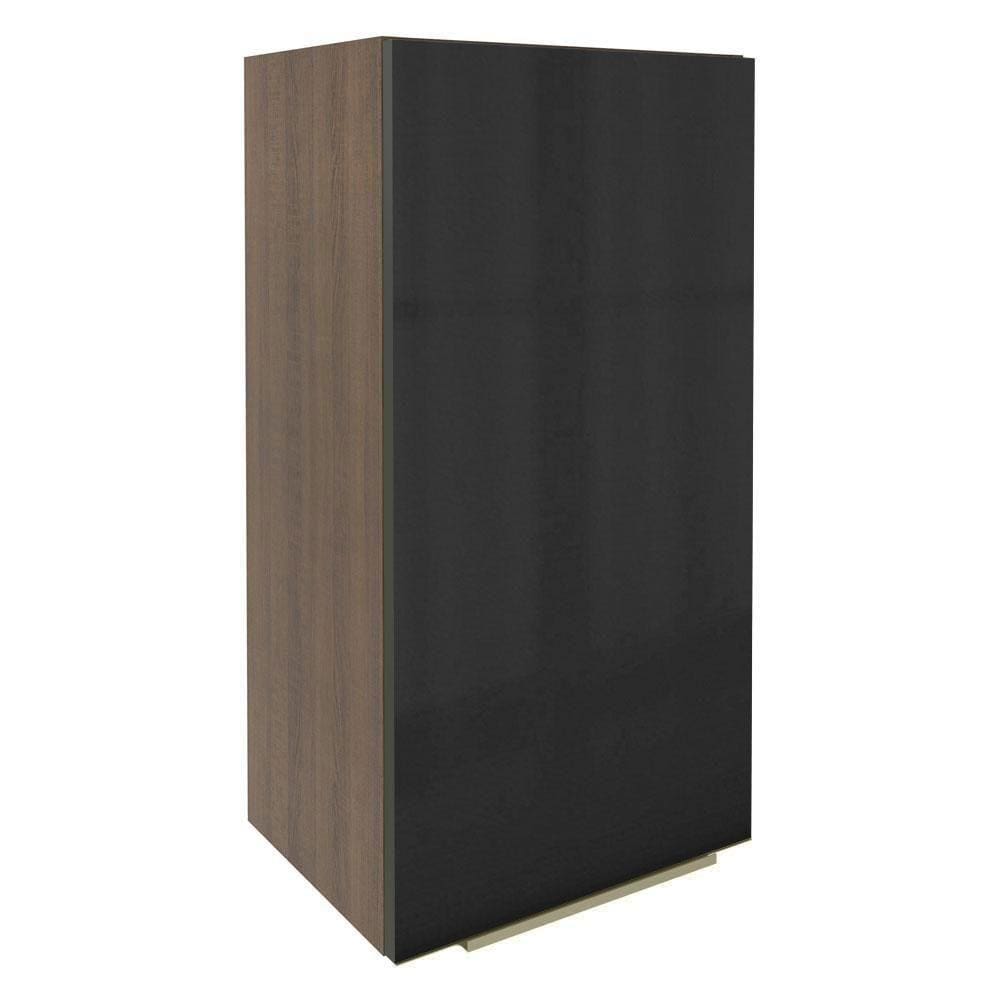 Armário Aéreo Madesa Lux 40x83 cm 1 Porta Rustic e Preto