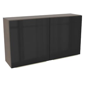 Armário Aéreo Madesa Lux 120 cm 2 Portas Rustic e Preto