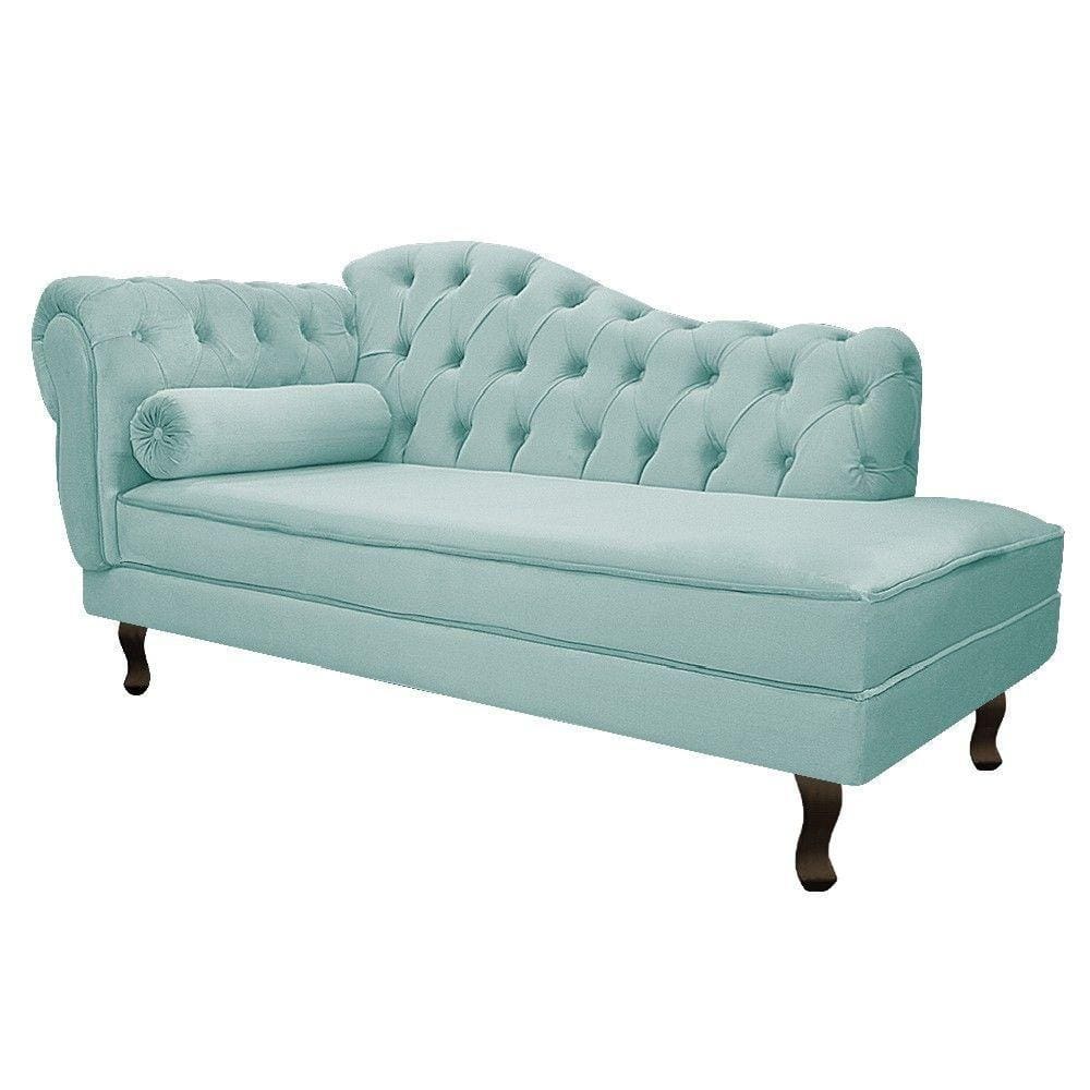 Recamier Diana 185cm Lado Direito Suede Azul Tiffany