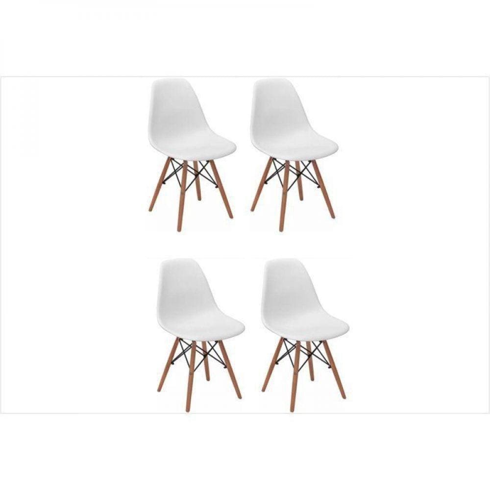 Kit 04 Cadeiras Eiffel Charles Eames Abs Base De Madeira Dsw