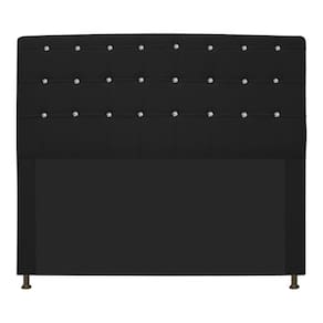 Cabeceira Estofada Dama 160cm Queen Size Com Strass Preto
