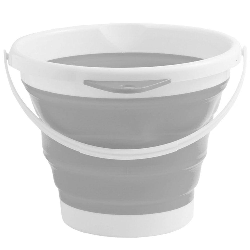 Balde Dobrável Retrátil Sanfonado Multiuso Silicone 10L - Cinza