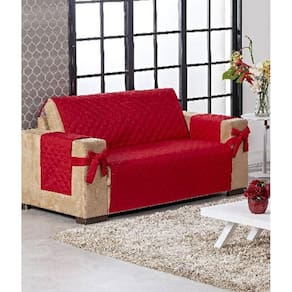 Manta De Sofá 2 Lugares King Laço E Porta Controle Vermelho