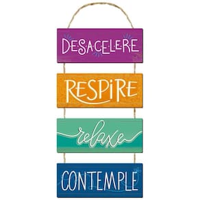 Placa Decorativa Desacelere Respire Relaxe 20X51Cm
