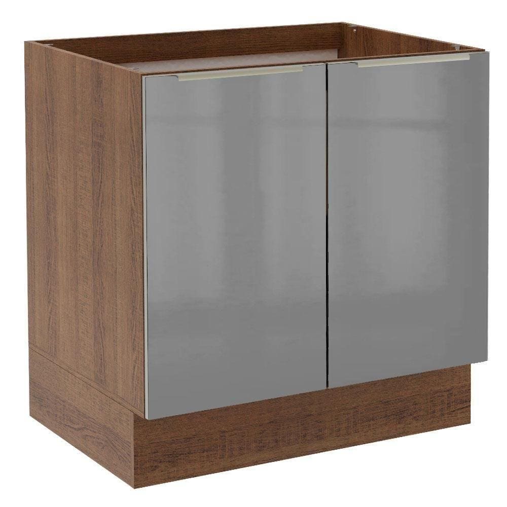 Balcão Madesa Lux 80 Cm 2 Portas Rustic/cinza