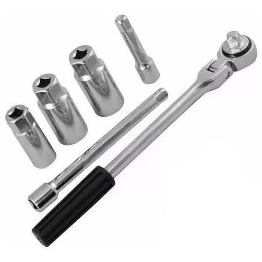 Jogo De Chave Para Vela Com Catraca Com Soquete 16+19+21Mm
