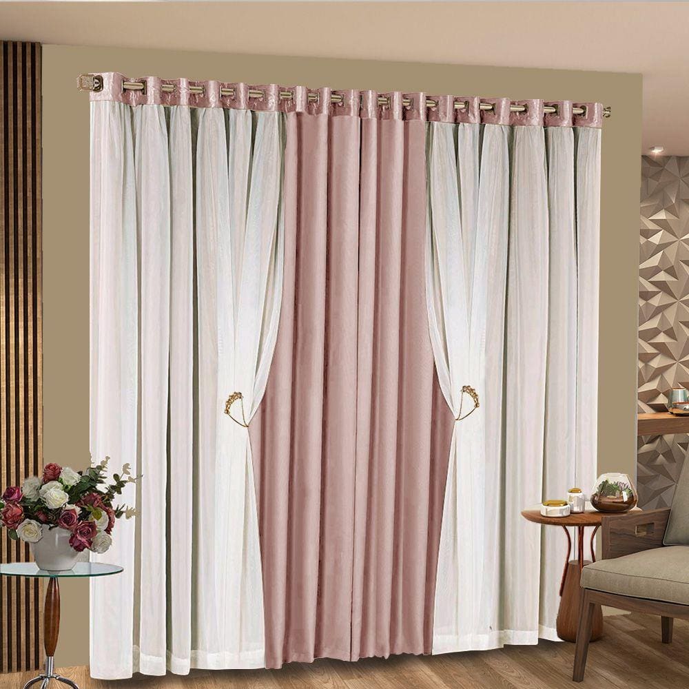 Cortina Bariloche Rosê 2,60m x 1,70m altura - Varão até 2m