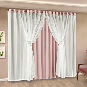 Cortina Moscou Rosê 5,40m x 2,70m altura - Varão até 4m