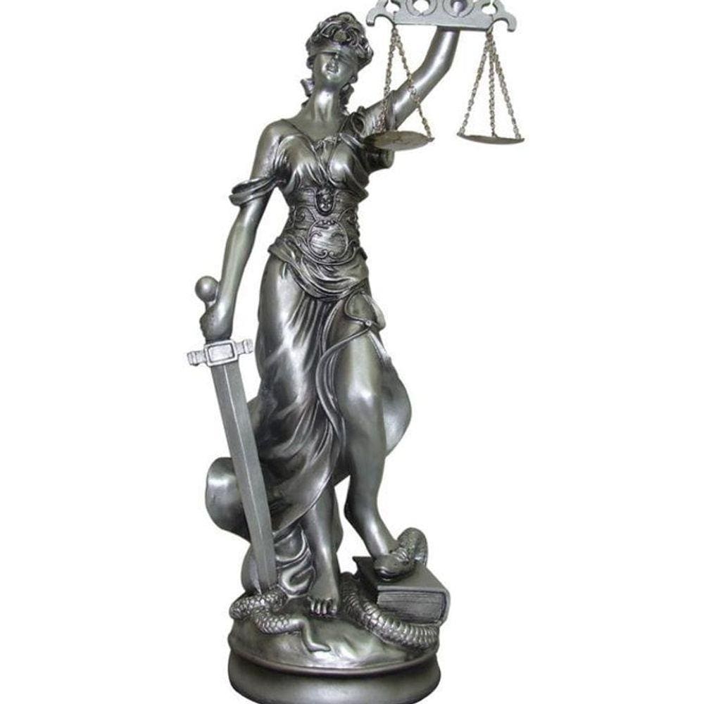 Dama Da Justiça De Resina Prata 04X11Cm