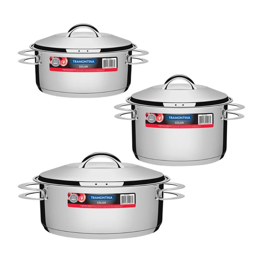 Conjunto Panelas em Aço Inox com Fundo Triplo Solar PIT 1, 2 e 3 - Tramontina