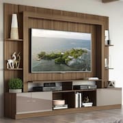 Rack Estante c/ Painel TV 65” e 2 portas Oslo Multimóveis Madeirado/Lacca Fumê