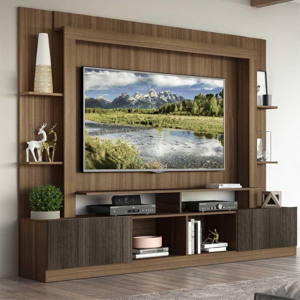 Rack Estante c/ Painel TV 65" e 2 portas Oslo Multimóveis Madeirado/Tenerife