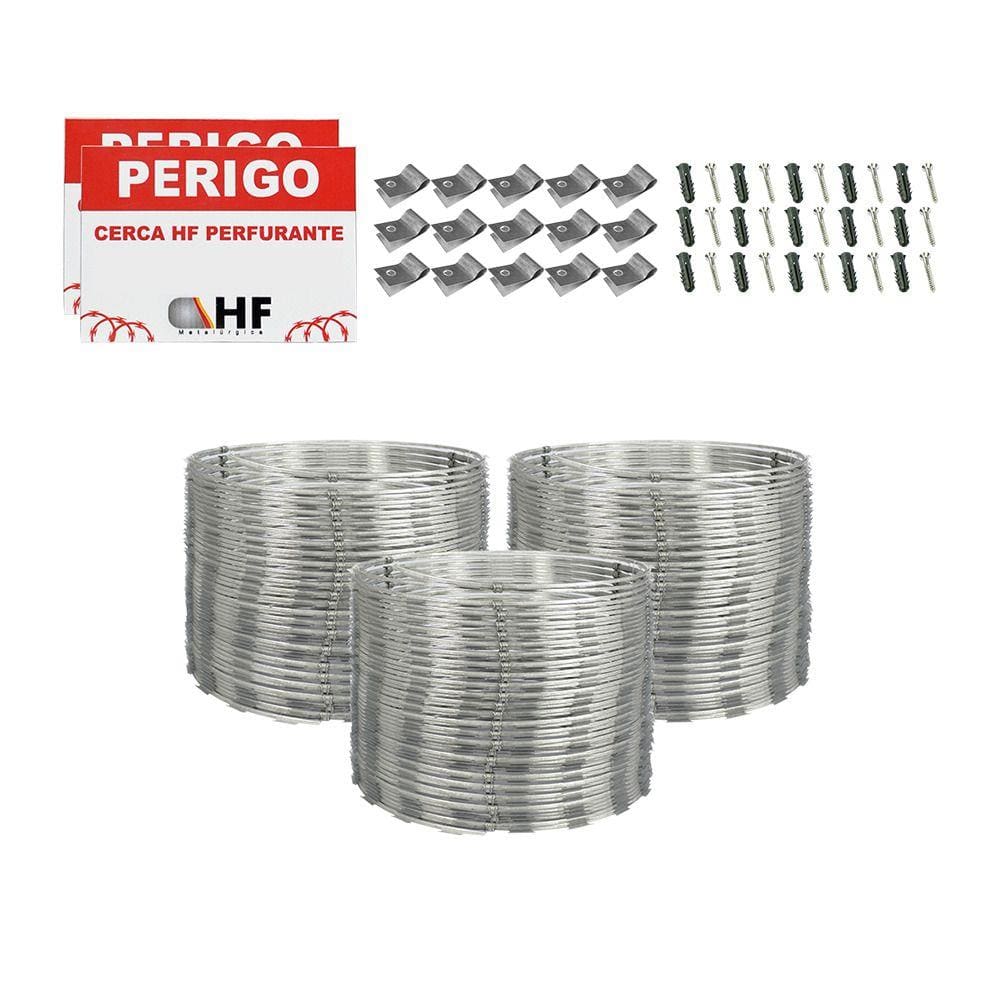 Cerca concertina dupla clipada galvanizada 45cm 15 metros