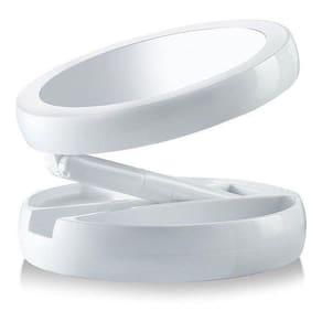 Espelho Aumento 10X Dupla Face Luz Led Maquiagem Organizador