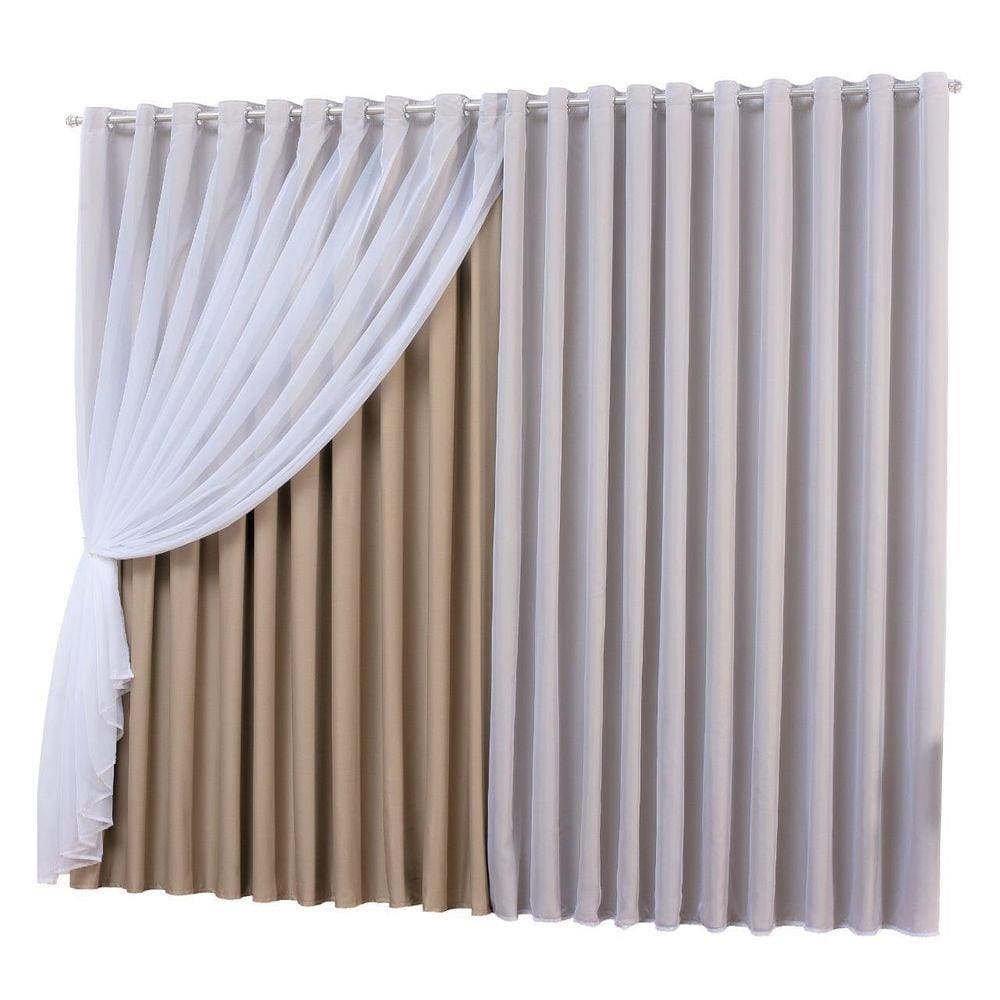 Cortina Moscou Blackout 5,00M Modelo Com Voil Bege