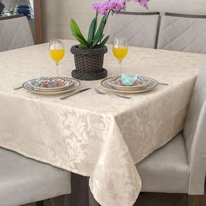 Kit 2 Toalha Mesa Jantar Quadrada Jacquard Pérola 4 Lugares
