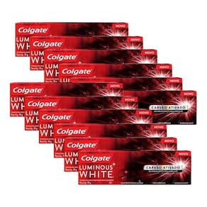 Kit 12 Creme Dental Colgate Luminous White Carvão Ativado 70g