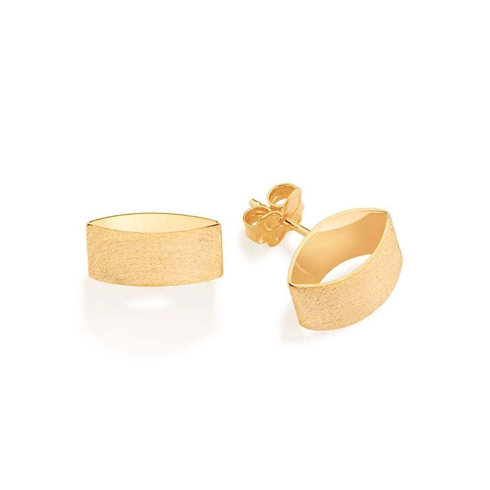 Rommanel Brinco Banhado A Ouro 18k formado por navete larga