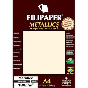 Papel Dourado Metálico A4 210X297Mm 180G Filipaper 15 Folhas
