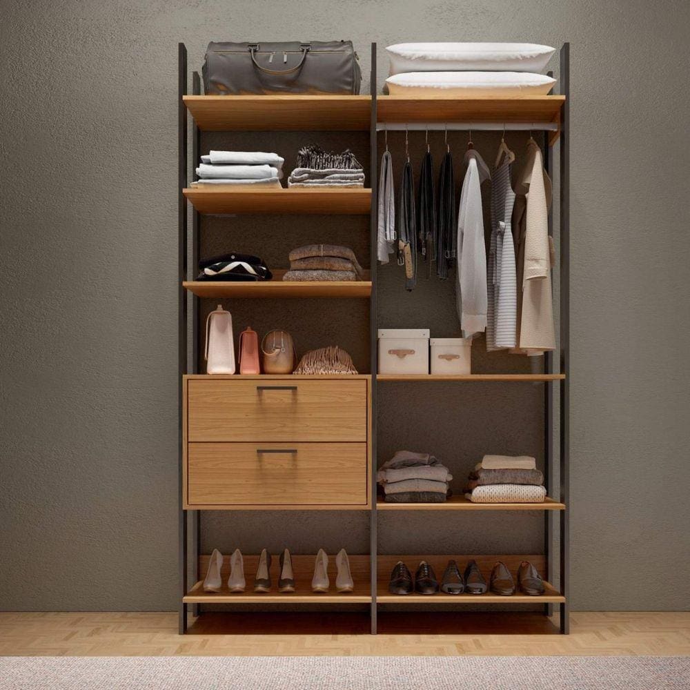 Módulo Closet Cabideiro 2 Gavetas TW403 Dalla Costa Freijó/Preto Fosco