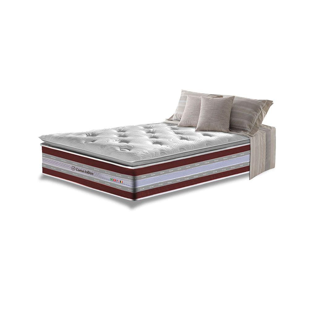 Colchão Solteiro de Molas Ensacadas D33 com Pillow TOP Cama inBox Select 88x188x32 Vinho
