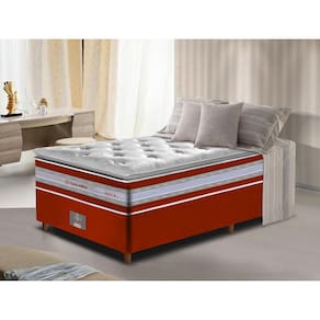 Conjunto Cama Box Solteiro de Molas Ensacada D33 com Pillow TOP Cama inBox Select 88x188x71 Vermelho