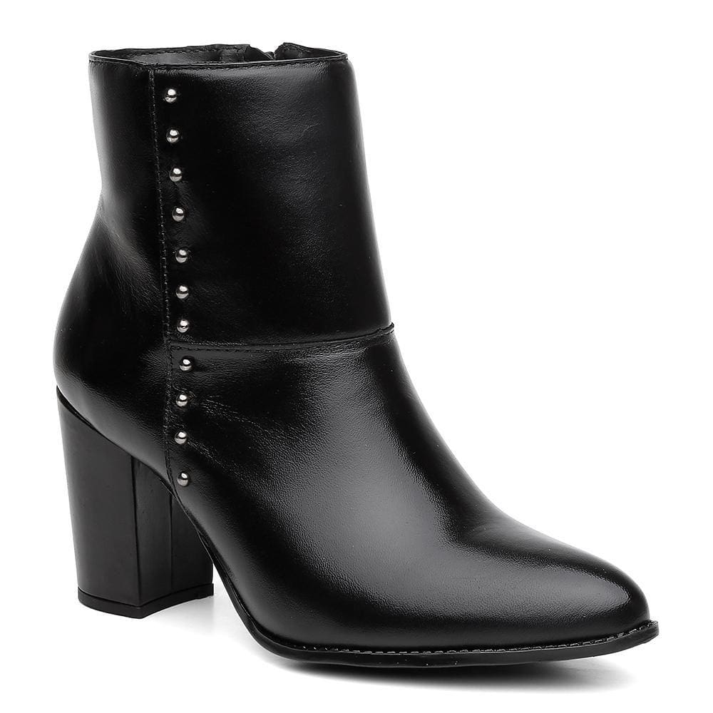 Bota Coturno Feminina Couro Salto Médio Confortável Dia Dia