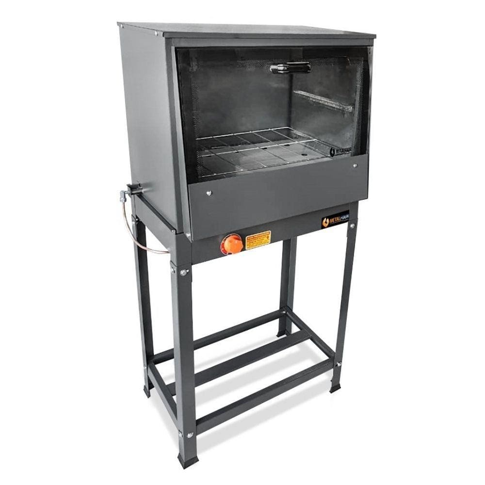 Forno à Gás com Cavalete Baixa Pressão Tampa de Vidro 126L - MetalFour
