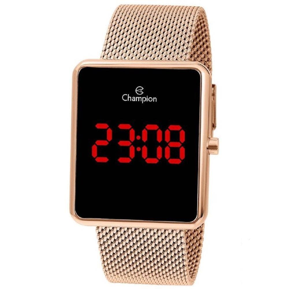 Relógio Champion Feminino Digital Led Ch40080P Rose Quadrado