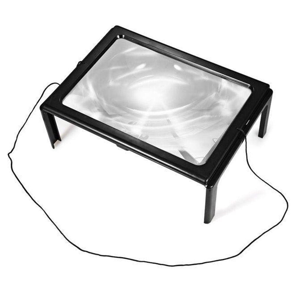 Lupa De Mesa Gigante Tamanho A4 Com Suporte Led