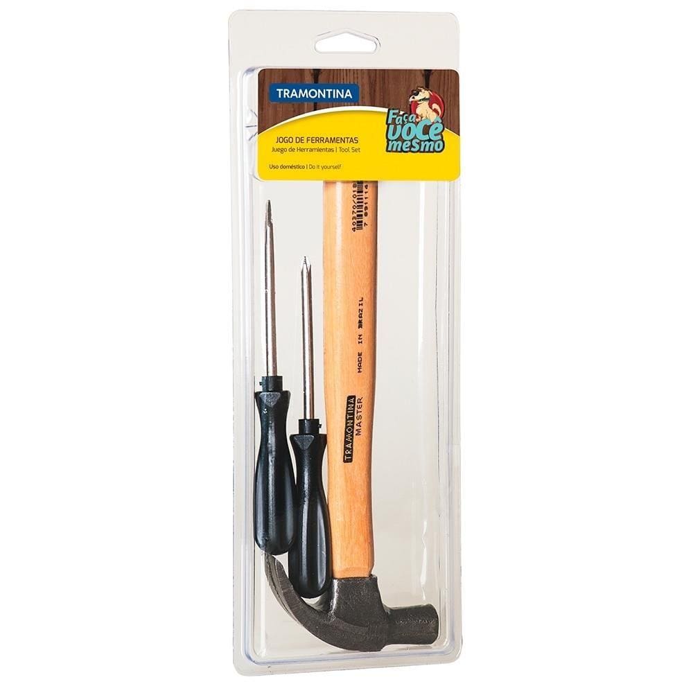 Kit de Ferramentas Tramontina 3 Peças Martelo 18mm + 1Chave Fenda + 1 Chave Philips