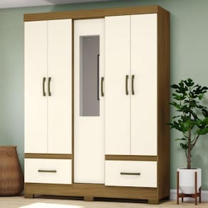 Guarda Roupa Casal com Espelho 5 Portas 2 Gavetas B60 Briz