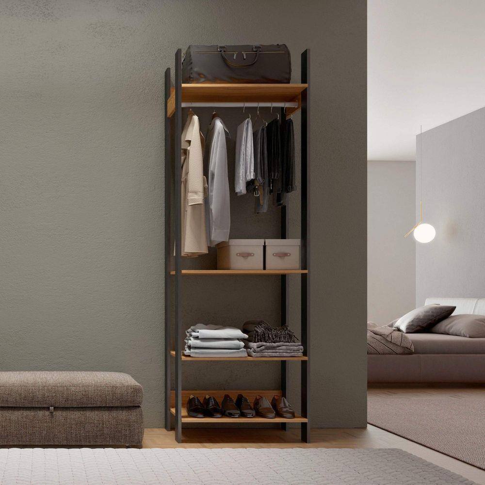 Módulo Closet Cabideiro TW402 Dalla Costa Freijó/Preto Fosco