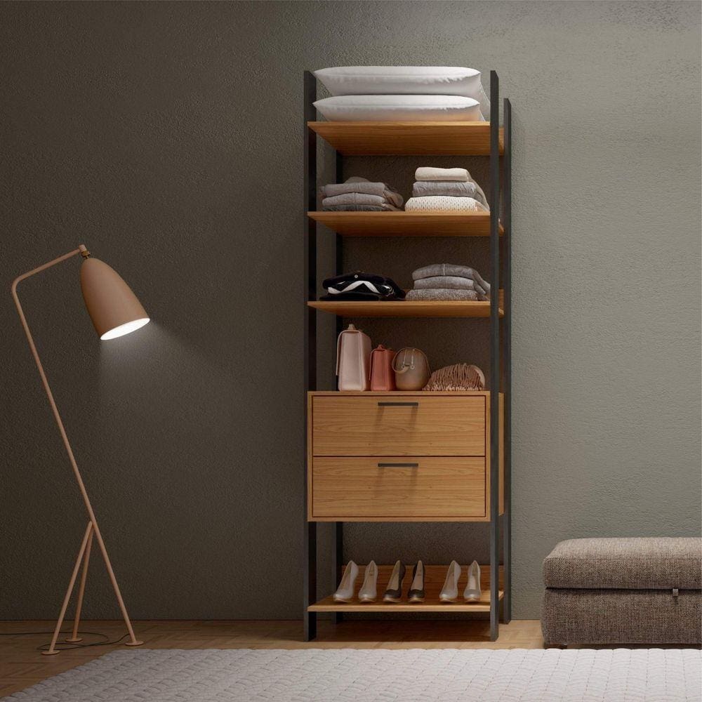 Módulo Closet 2 Gavetas TW401 Dalla Costa Freijó/Preto Fosco
