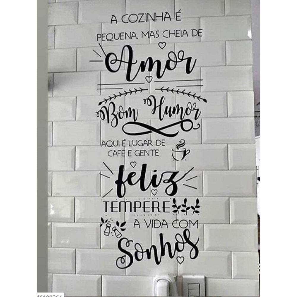 Adesivo Decorativo Frase A Cozinha Bom Humor E Feliz E Amor