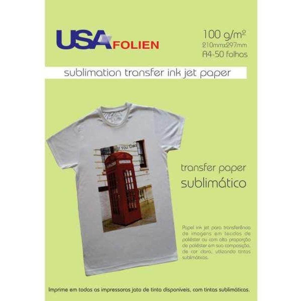 Papel Transfer Para Sublimação A4 100G Pacote Com 50 Folhas