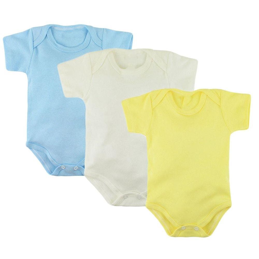 Kit 3 Peças Roupas de Bebê Body Manga Curta Menino e Menina