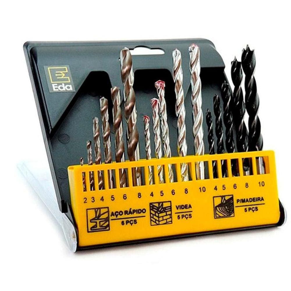 Jogo de Brocas Combinadas Kit com 16 Peças 9TG EDA