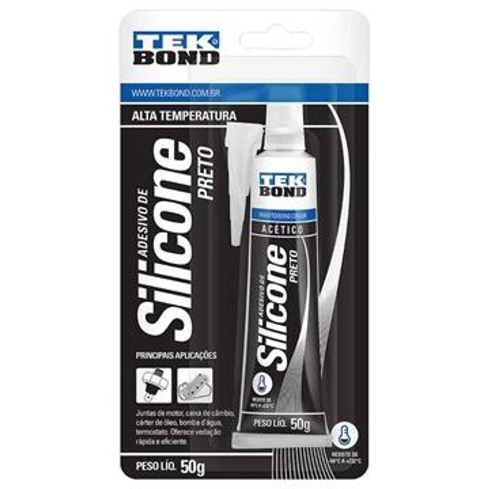 Silicone Acético Alta Temperatura Preto Blister - Emb. c/ 12 un 50g - Tekbond