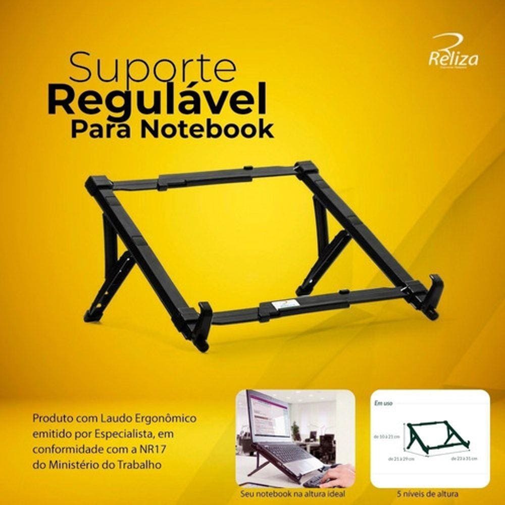 Suporte Notebook Regulável Nr17 Reliza