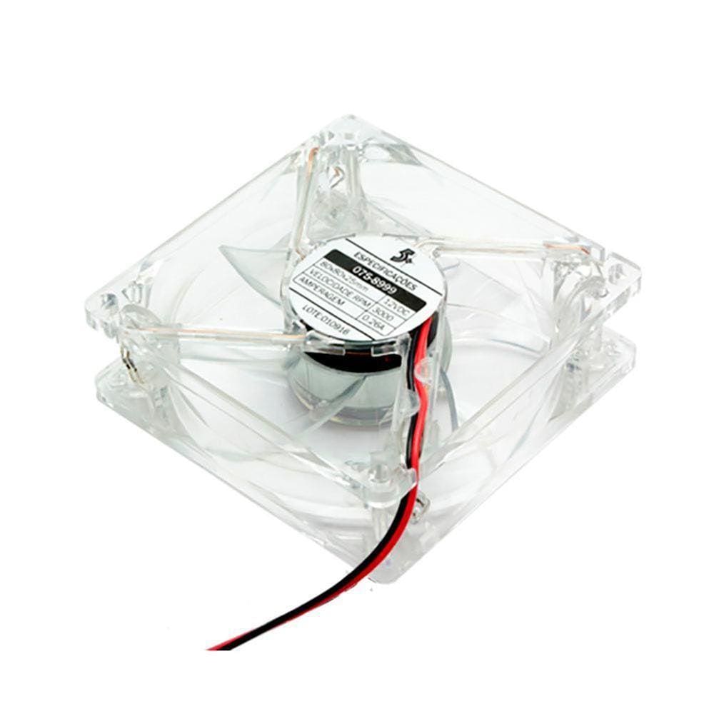 Cooler Fan 80X80X25Mm Chipsce Transparente Com Led Branco