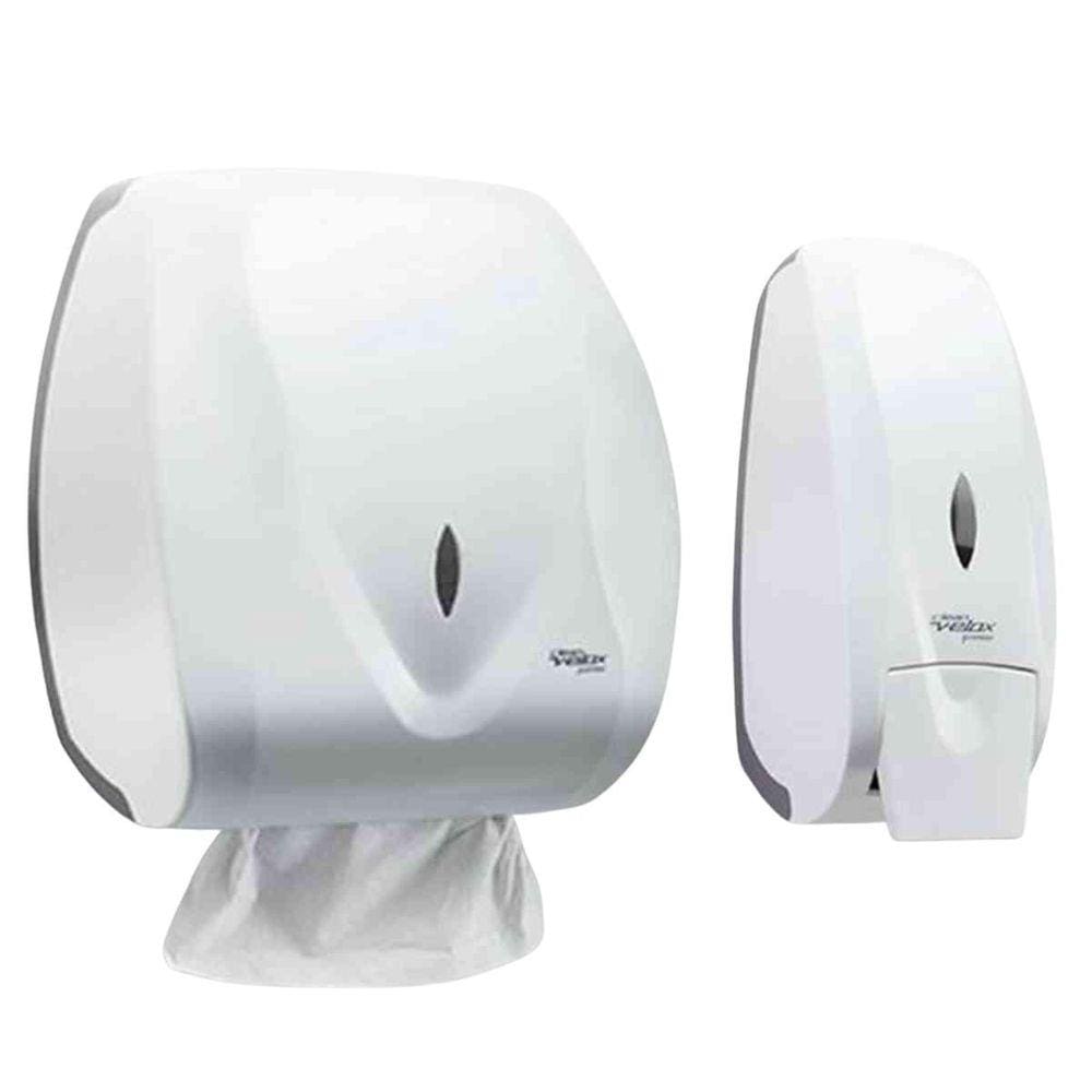 Kit 1 Toalheiro Premisse 2/3 Branco + 1 Saboneteira 800Ml