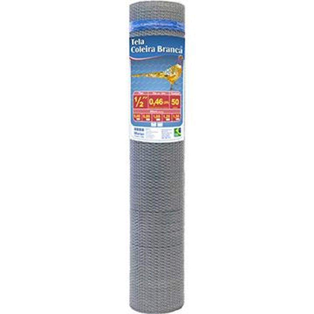 Tela Coleira Branca para Viveiro 1/2 x 26 x 1,20m 50m