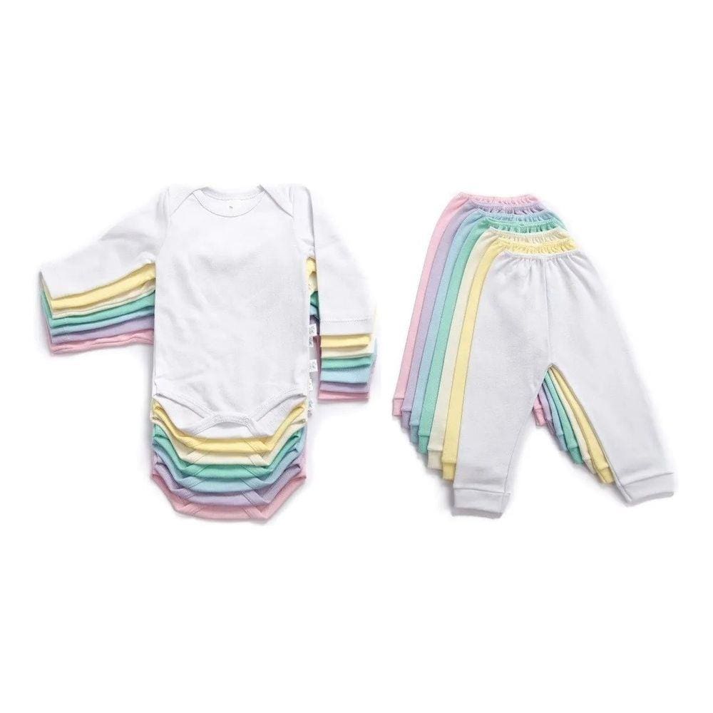 Kit Roupa Bebê 14 Peças Body Manga Longa Mijão Menina Menino
