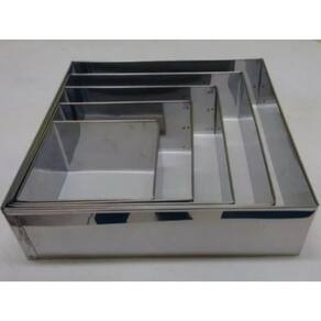 Kit Aro Cortador Quadrado Para Bolo Com 5 Peças Inox 8cm Alt